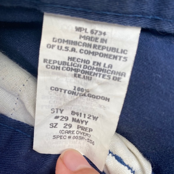 100% COTTON DISTRESSED VINTAGE NAVY SLACKS - Picture 6 of 9